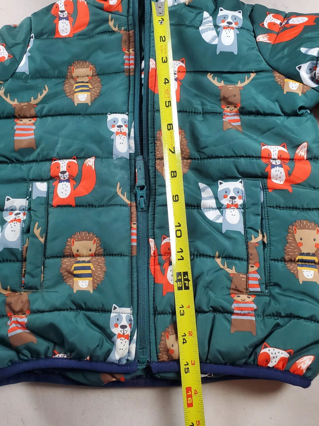 The Children’s Place Winter Coat–Green–Fox<wbr/>, Raccoon &amp; Moose Characters – Size 4T