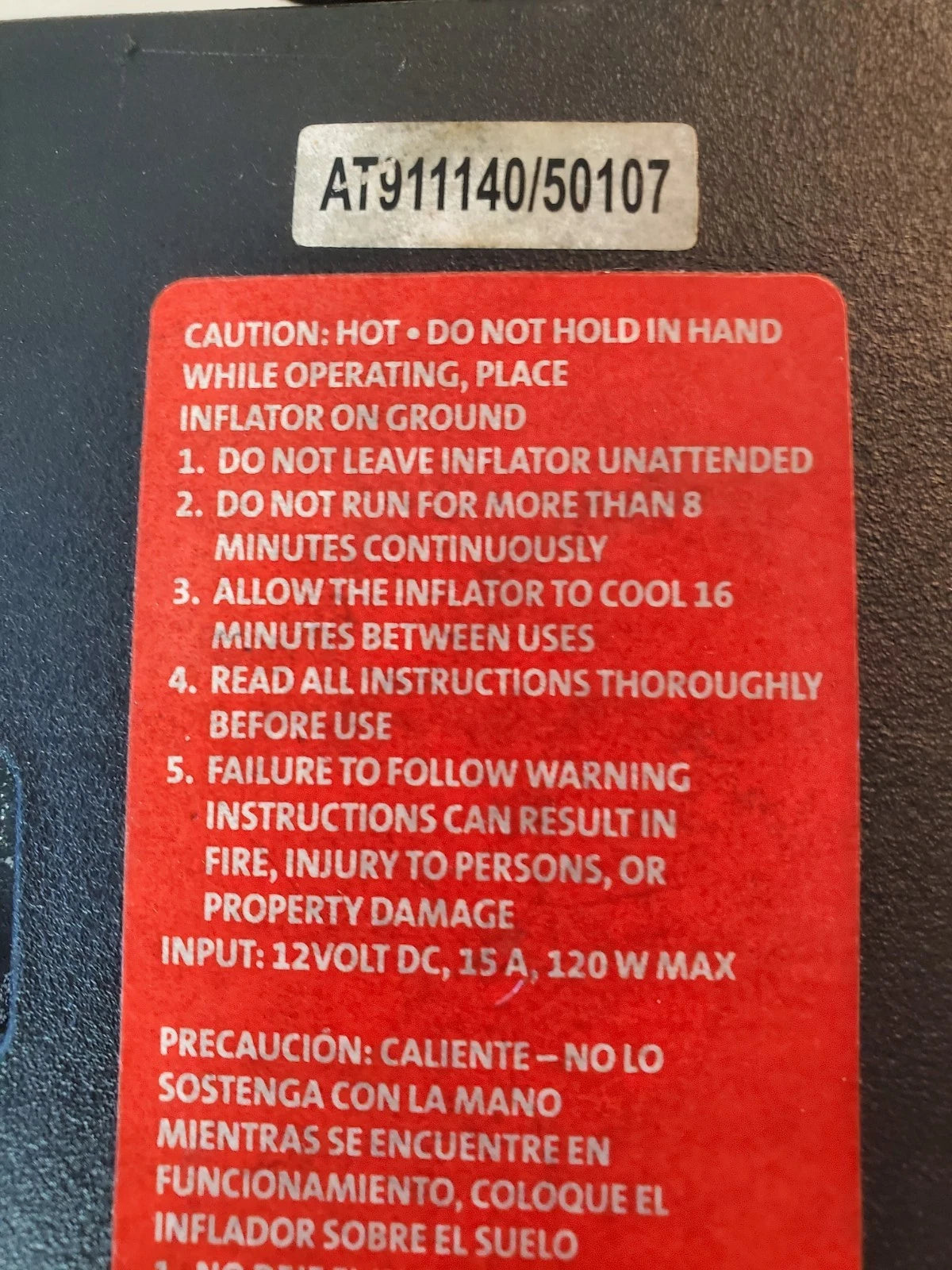 Slime 5107 Portable Air Compressor Tire Inflator w/Gauge - hose adapter - Tested