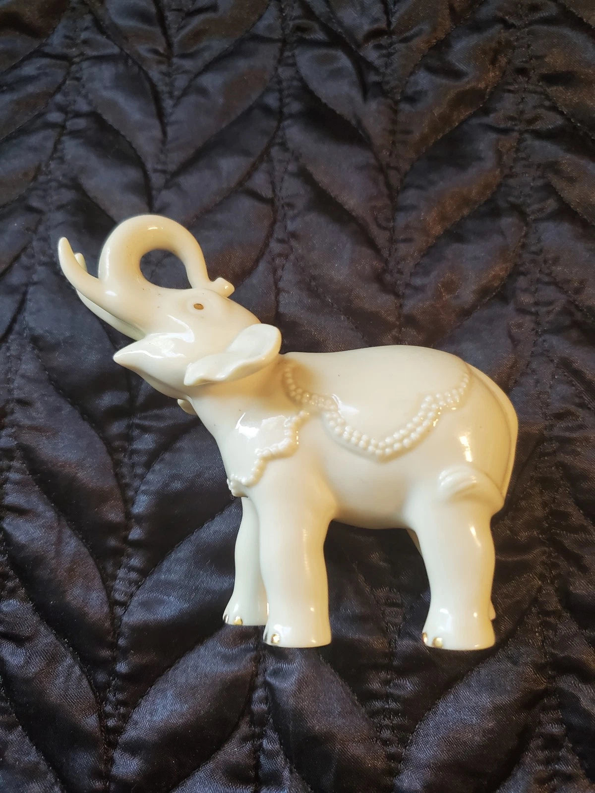 Lenox, Small Porcelain Elephant Figurine with gold eyes and toes