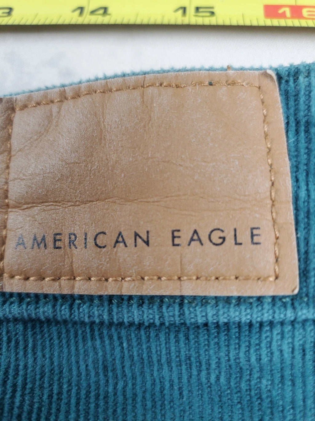 American Eagle Super Hi‑Rise Flare Corduroy Pants – Teal – 34” Stretch Waist