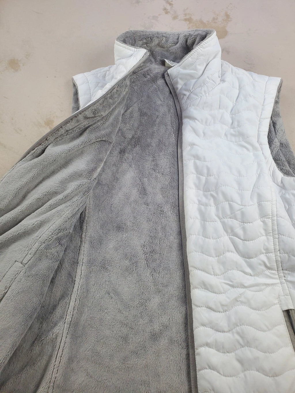 Free Country Womens Quilted Puffer Vest White Full Zip Pockets Size S