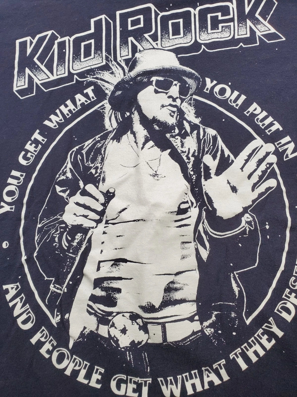 Kid Rock Navy Blue T‑Shirt – Size M – White Graphic Print – “You Get What You...
