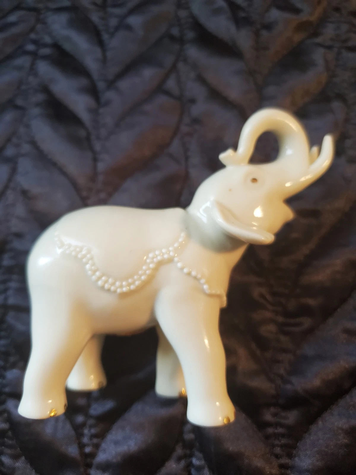 Lenox, Small Porcelain Elephant Figurine with gold eyes and toes