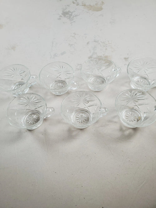 Anchor Hocking Set of 7 Eapc Star of David Glass Punch Cup Vintage