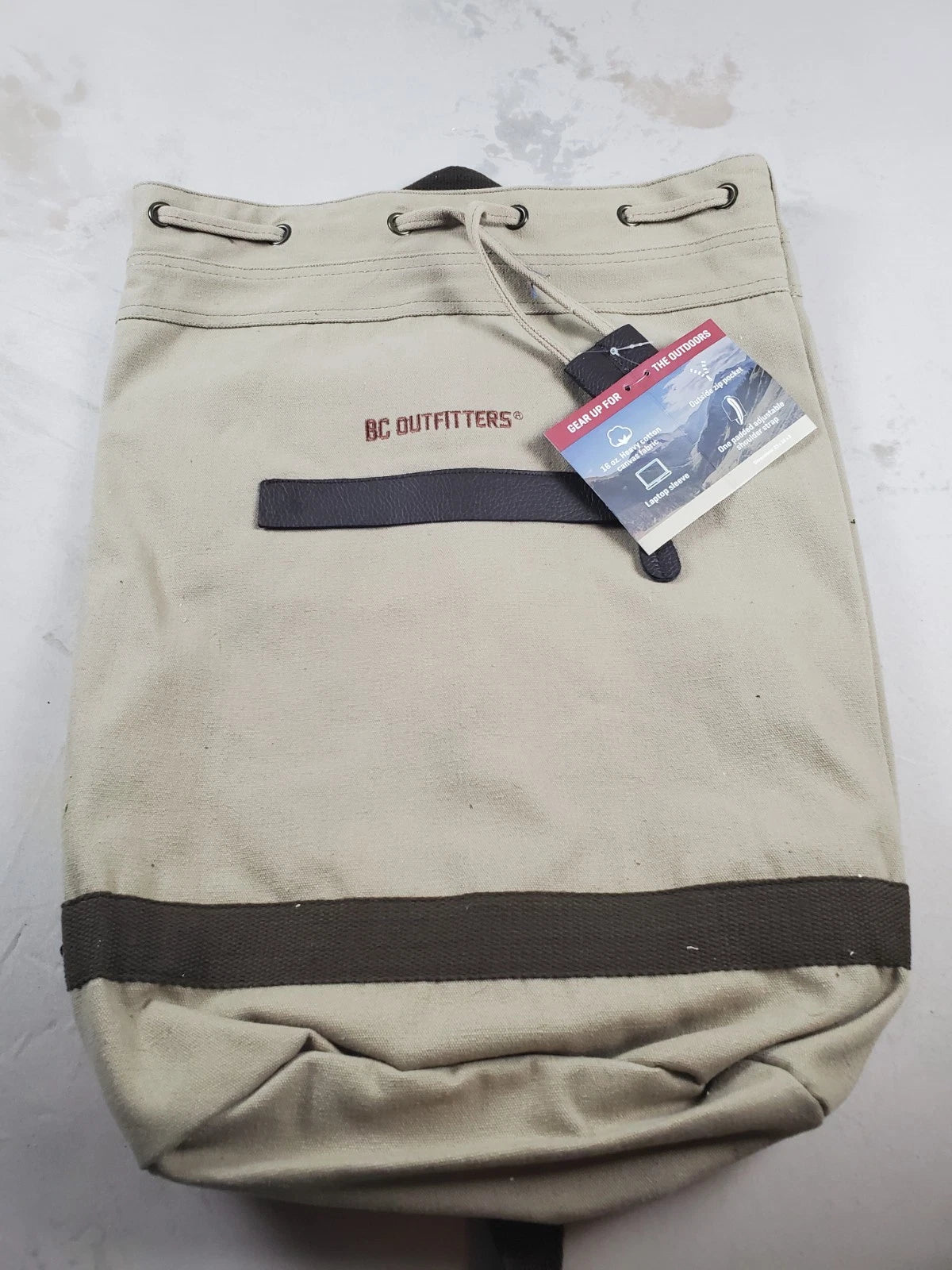 BC Outfitters Beige Single Strap 20 inch Rucksack Travel Hike NWT
